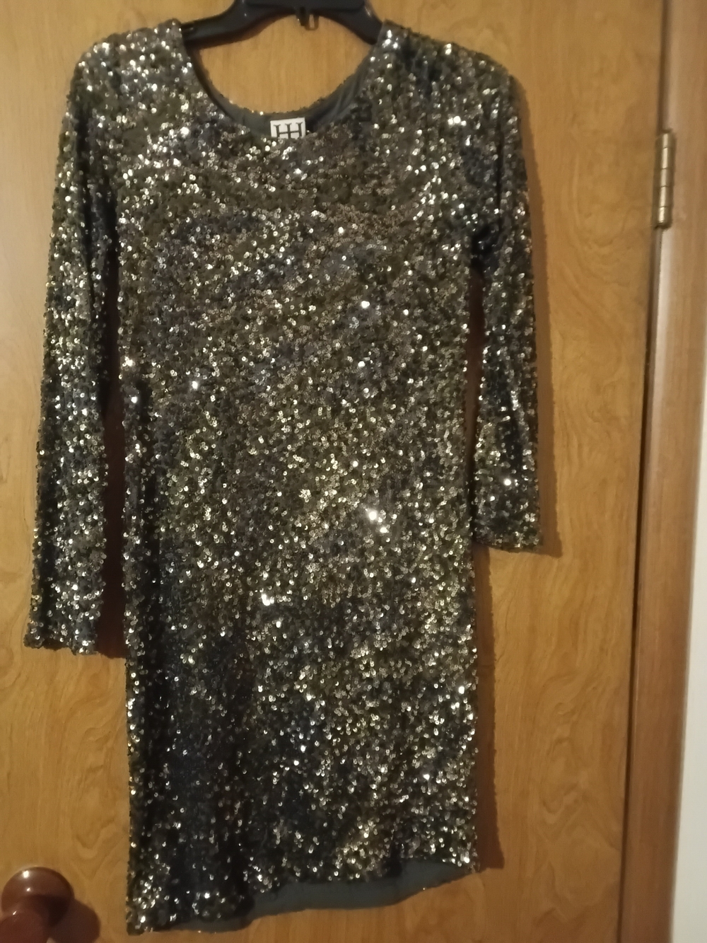 Haute Hippie Gold Sequin Long Sleeve Shift Dress